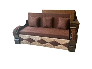 ANMOL Wood Works Brown Sofa Cum Bed NO2