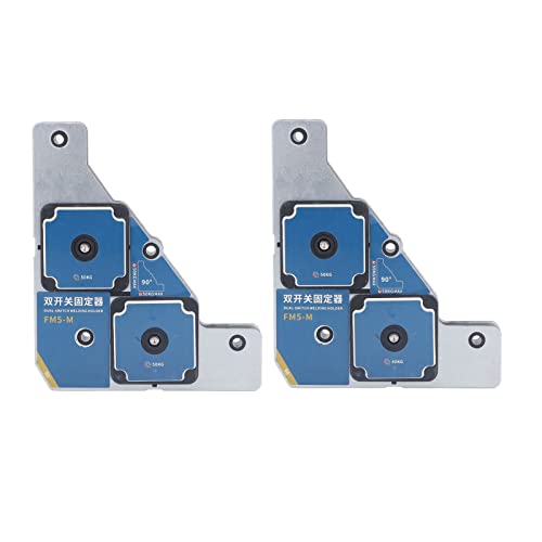 Oumefar 2Pcs 50KG Strong Magnetism Welding Clamp, 90° Magnetic Welding Fixture Dual Switch Welding Holder for Steel Iron Plate
