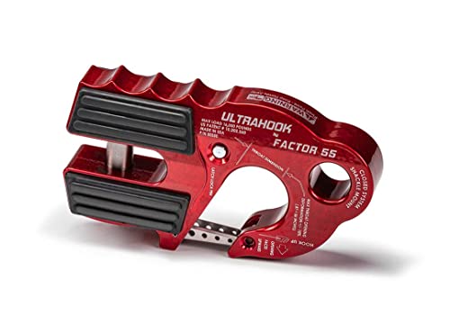 Factor 55 00250-01 Ultrahook Winch Hook Closed System Shackle Max Load 16 000 lbs ULT Strength Shackle Pin Mount 48 000 lbs Offroad 4x4 Adventure Red.