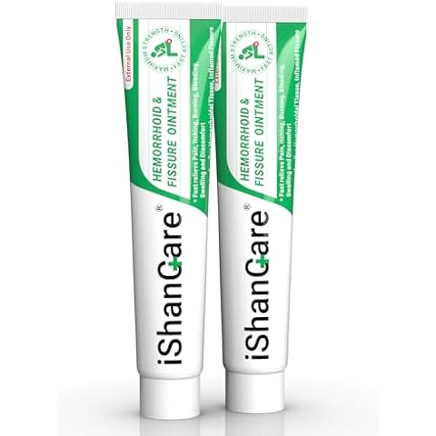 ishancare Hemorrhoid Cream, Hemorrhoid & Fissure Treatment Ointment Extra Strength, Relief Anal Pain, Itching, Bleeding, Swelling, Discomfort, Natural Herbs Fast Acting Ingredients, Contains Vitamin E Cover