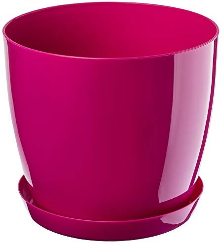 KADAX Plant Pot, Plastic Flowerpot with matching Tray, Indoor Planter in several colours, Lightweight and Waterproof Pot for Office and Living Room (20cm, Beige)