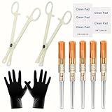 Piercing Kit - 14PCS Includeds 5PCS Mixed 14G Catheter Piercing 2PCS Piercing Clamps 5Pcs Clean Tools 2 Gloves Belly Ear Nose Piercing Kit Piercing Supplies