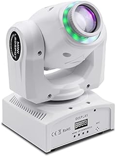 UKing 50W LED Moving Head Disco Light with RGBW DMX512 Stage Lighting 8 Gobos Effects for DJ Disco Party Stage Lights White (B243)