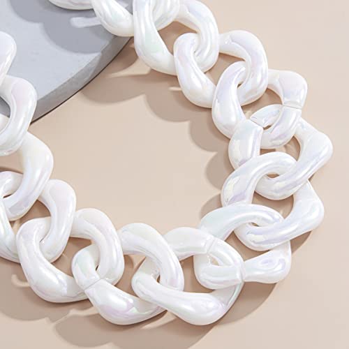 2022 White Acrylic Necklace Punk Resin Chunky Chain Big Pendant Collar Necklaces For Women Statement Jewelry Gift #TOP3