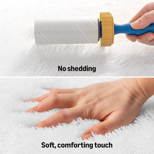 Amazon Basics Fluffy Washable Round Area Rug, Circle Shaggy Carpet for Living Room, Bedroom, Nursery, 4'R, Cream by Amazon Basics - Image 4