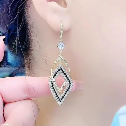 Gold Earring for Women Infinity Long Swirl Dangle Earrings Black and Gold Earring Elegant Chandelier Earrings Formal Statement Trendy Fashion Jewelry Gifts for Brides by Lyfange - Image 4