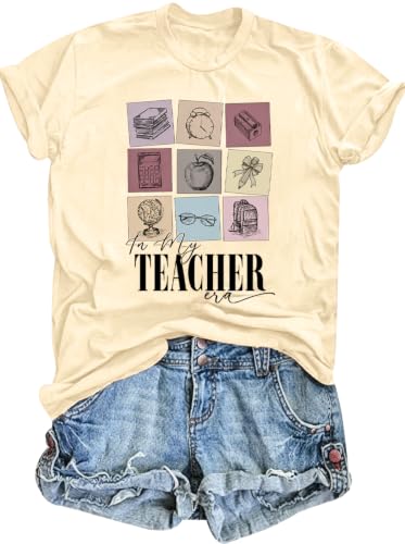 Eatbook Teacher Shirts for Women Happy Back to School Teach Shirt Gifts