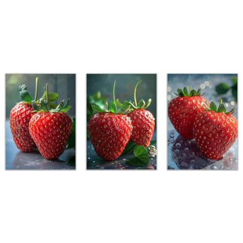 Tableau pour cuisine nourriture et fruits JOSUE lot de 3 toiles 30x45cm