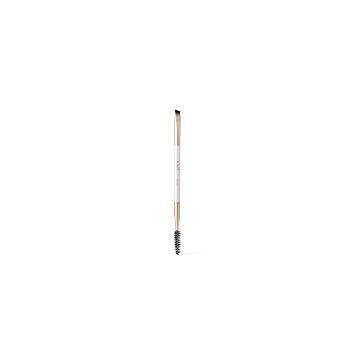 JOAH Dual-Ended Brow Brush, Angled & Spoolie Brush, High Quality 100 Percent Synthetic Bristles, White Handle