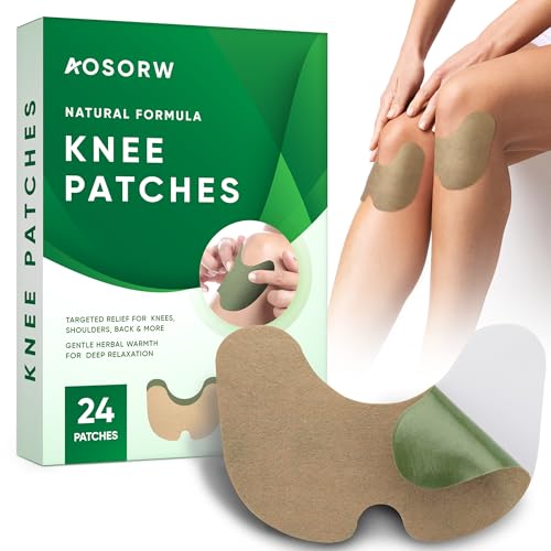 AOSORW Knee Relief Heat Patches: 24 Count Natural Herbal Wormwood Patches for Arthritis &...