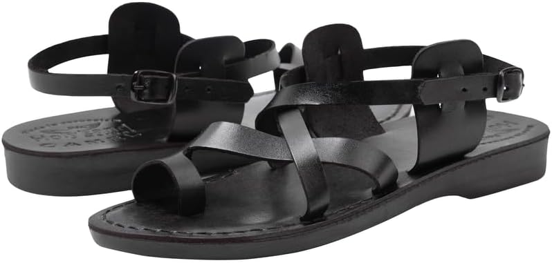 Vista 7 de Holy Land Market Unisex Cuero Genuino Sandalias Bíblicas (Jesús - Yashua) Negro Estilo I