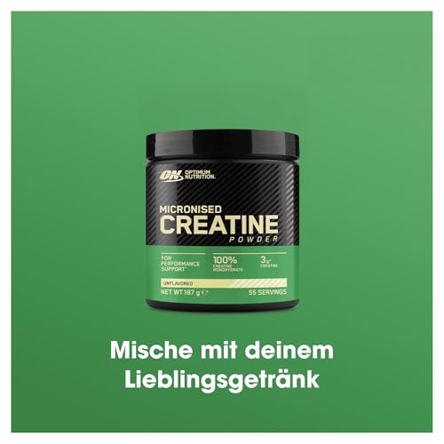 Optimum Nutrition Kreatin Monohydrat Pulver – 3 g reines Kreatin pro Portion – Unterstützt Leistung & Kraft bei intensivem Training – Geschmacksneutral, Optimal als Pre- oder Post-Workout – 187 g 5