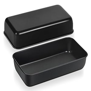 HaWare 2 lb Loaf Tin, Stainless Steel Bread Tin Set of 2, Non-Stick Loaf Pan for Baking Banana Bread/Cake/Meatloaf/Lasagna, 23.5 x 12.5 x 6.5cm, Healthy & Non-Toxic, Rust Resistant – Black