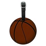 Graphics & More Basketball Round Leather Luggage Id Tag Suitcase Carry-on, Black