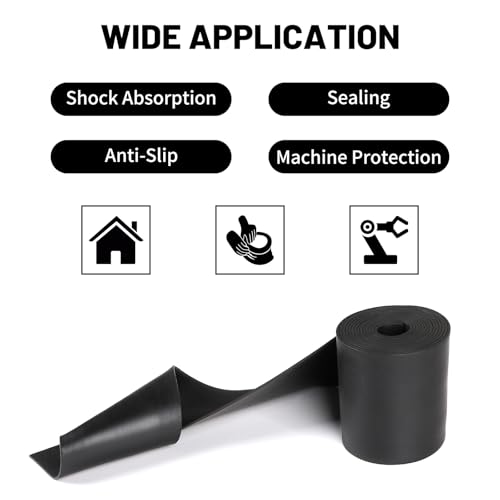 LALAGO Gummistreifen, Neopren Gummimatte, 100mm(B)x1,5mm(D)x3m(L) Vollgummi Gummiprofil, Gummimatte Meterware, Schmal Gummiunterlage, Gummiplatte für Dichtungen, Bodenbeläge Schutz, Vibrationsschutz