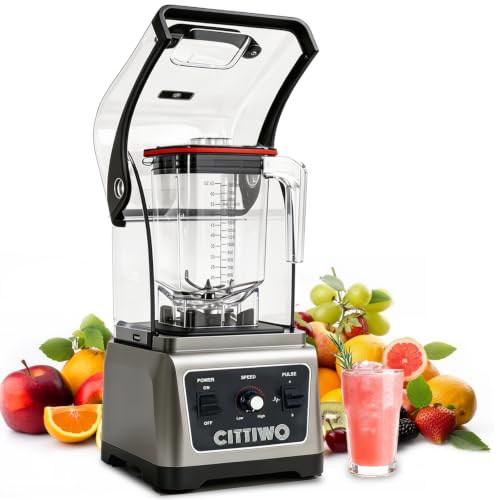 Cittiwo Commercial Blender with 64oz Jar, Self-Cleaning Smoothie Blender