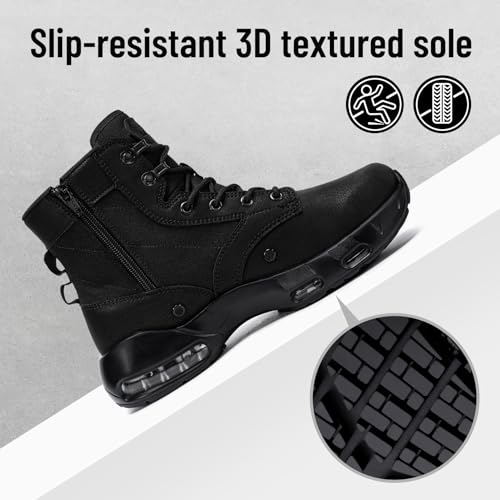 Image of Non Slip Resistant Mens Work Boots Kitchen Sole-Cushion | Side Zipper Anti-Slip Chef Comfort Hiking Militares Hombre Zapatos De Trabajo Antideslizantes Motorcycle Waiters Caregiver