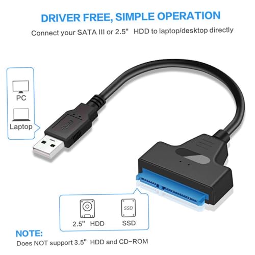 Adaptador Disco Duro Sata a USB 9.06 pulgadas 6gbps USB 2.0 miniatura 5