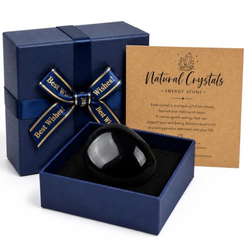 Image of Hand-Selected Obsidian Stone, Large 1.2 in Polished Crystal, Gift Box