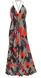 GURU SHOP Boho Sommerkleid, Magic Dress, Seidiges Strandkleid, Maxikleid - Schwarz/bunt, Damen