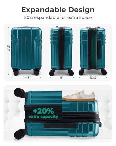 Image of BAGSMART Carry On Luggage 22x14x9 Airline Approved, Fresh Green | Spinner Wheels, TSA Lock, Lightweight Hard Shell, Suitcase,22x14x9 Airline Approved,