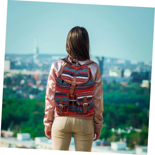 Mochila de lona étnica para mujer mochila escolar vintage bohemia con gran capacidad 5
