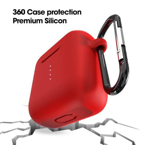 Image of Sounce Earphone Case Cover Compatible with Boat Airdopes 141, Soft Silicone Skin Case Cover Shock-Absorbing Protective Case with Keychain [Front LED Visible] - Dark Red