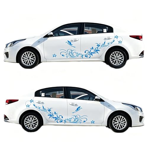 Image of Car Body Decals Carved Hollow Flower Butterfly Decorative Stickers Anti-Scratch for Cars, Vans, SUVs, Trucks,Set of 3 pcs (Blue)