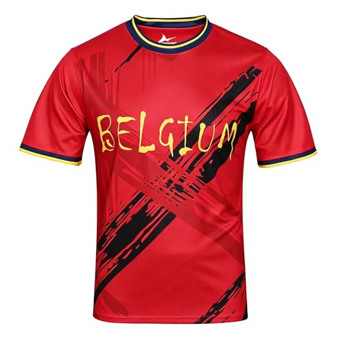 2026 Coupe de Football T-Shirts Fans 48 équipes Nationales Sport Casual Drapeau National Impression Jersey Maillot Homme Femme Formation Respirant Séchage Rapide T Shirt Belgique L