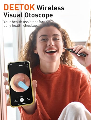 ear wax removal tool camera - ear cleaner with 1080p hd camera otoscope with light earwax removal kit with 50 replacement tips for iphone ipad android phones black