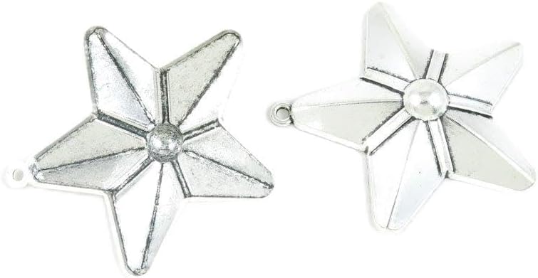 Antique Silver Tone Jewelry Making Charms Pendant Findings Craft Supplies Bulk Lots Arts D2LS8 Five-pointed Star