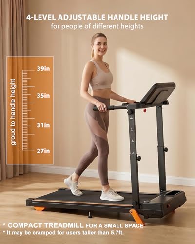 Image of Walking Pad Treadmill for Home with 350lb Weight Capacity - Foldable Treadmill with 4 Levels Height