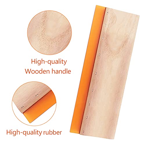 Image of Screen Printing Squeegee, 75 Durometer Wooden Scraper Rubberwood Silk Print, for Printmaking Print Ink Machine 11.8 inch