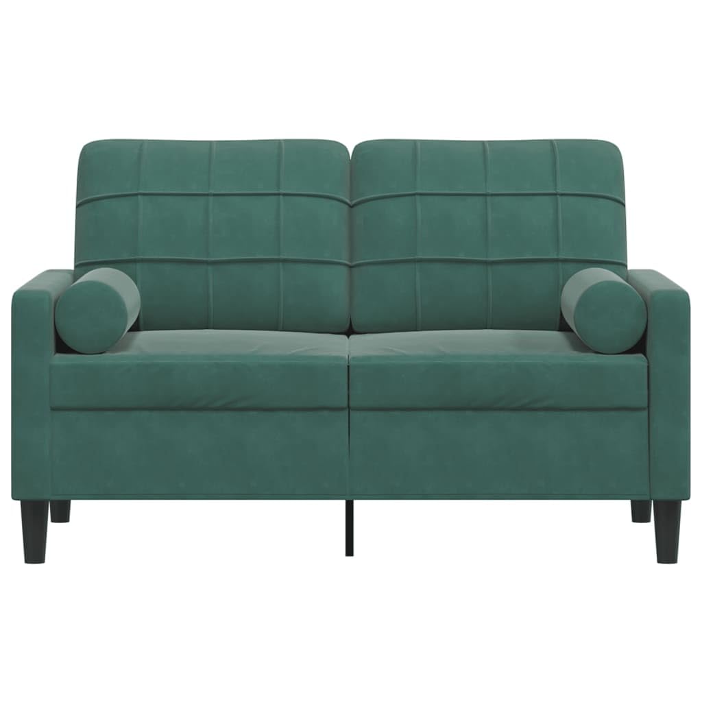 Divano a 2 Posti con Cuscini Verde Scuro 120 cm in Velluto,Divano,Divano da Soggiorno,Design Moderno,Divano Posti Economico -3278211