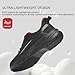 Treesky Non Slip Work Shoes for Women in Food Service - Slip Resistant, Comfortable & Lightweight Sneakers, Suitable for Restaurant, Kitchen & Nursing Crews (Black & Red, Size 10)