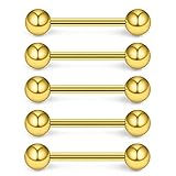 5 unids/lote 14 Estilo Diseño Oro Acero Quirúrgico Ceja Ombligo Vientre Labio Lengua Anillo Nariz Bar Anillos Joyería Penetrante Cuerpo Profesional Diseño