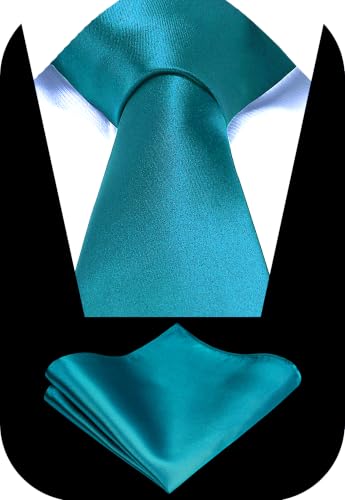 Image of TIE G Solid Satin Woven dyed Color Formal Black Necktie and Pocket Square Sets in Gift Box