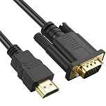 Omivine HDMI to VGA cable, 1080P@60Hz Gold Plated HDMI (In) to VGA (Out) ONE WAY Transfer cable compatible with Raspberry Pi, Roku, computer, desktop, laptop, PC, projector, HDTV-1M
