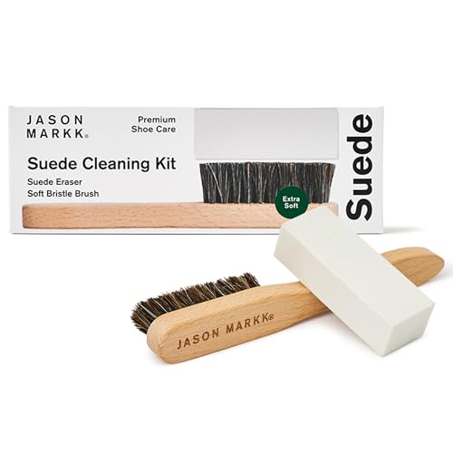 Jason Markk Suede Cleaning Kit, Shoe Cleaner, 2-Piece Set, Brush & Stain Eraser, Sneaker Care, Ideal for Footwear, Safe for Leather, Suede, Nubuck, Cotton, Knits, White, Suede Kit