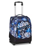 Seven Zaino Trolley, Scuola Elementare, Doppio Uso, Doppio Scomparto, Spallacci a Scomparsa, Bambino, Mystic Gray, blu/nero