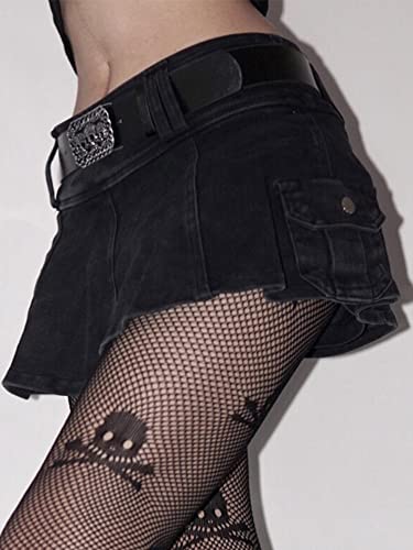 Saia jeans gótica Harajuku Y2k feminina gótica escura streetwear mini saia gótica punk grunge sexy e