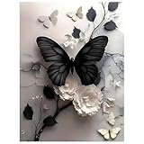 Qiukoo Diamond Painting Erwachsene Schmetterling – 30x40 DIY Diamond Painting Kits für Erwachsene zum Basteln – 5D Diamant Malerei Set für kreative Freizeit & Haus Dekoration
