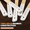 Wooden Spoons for Cooking Bamboo Utensils Set (6 Pieces) - Essential Tools Wooden Spatula & Spoons for Everyday Stirring, Mixing, Flipping & Serving, Gentle on Nonstick Cookware, White #3