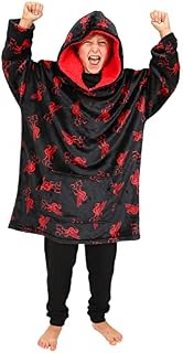 Liverpool Football Club Hoodie, Oversized Fleece Blanket Hoodie for Boys Black