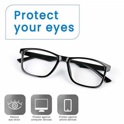 Image of UV Protection Glasses Blue Cut Blocking Harmful Rays Glasses for Men & Women Zero Power Computer Specs Eye Protection Lightweight Frame with Case & Cleaning Cloth