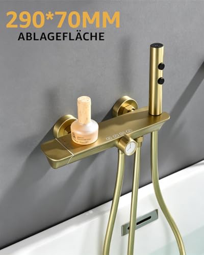 Mitigeur baignoire cascade or mural avec douchette laiton et bidet douche - 8