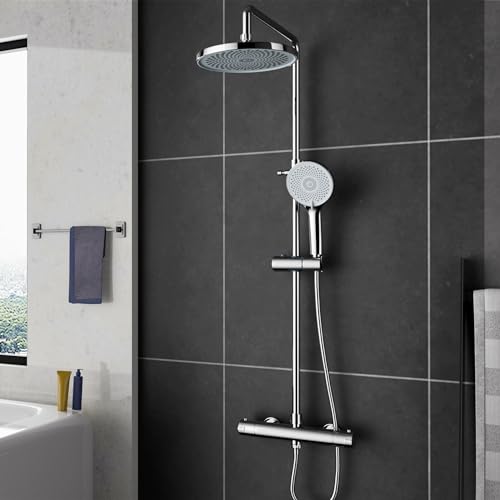 MORADO Columna Ducha,Columna de Ducha Termostatico con Grifo Sistema de Ducha Termostatico,Para Baños Columna de Set de Ducha Barra Altura Ajustable