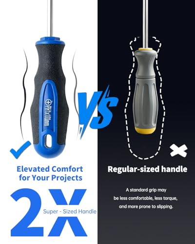 ROTATION 6-teilig Schraubendreher-Satz mit magnetischer Spitze, 3 Kreuzschlitzschraubendreher und 3 Flachschraubendreher, professioneller Kissengriff | 6-teiliges Handwerkzeug-Set