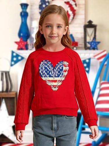 Image of CAZYCHILD Girls 4th of July Shirt Boys USA Tshirt Kids American Flag Sweatshirt Patriotic Pullover Tee Tops