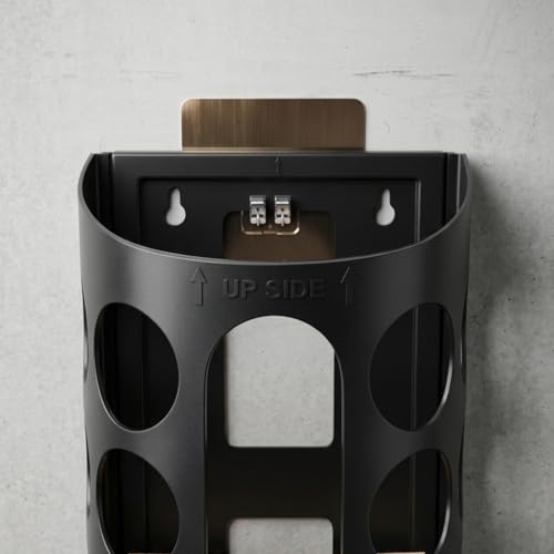 Image of Plastic Bag Holder with Round Cutouts, Wall-Mounted Storage Organiser, Black, Kitchen Bag Dispenser